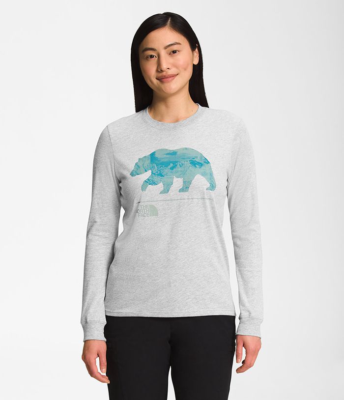 The North Face T-Shirts Dames Lange Mouw Bearscape 2.0 DUHN04325 - Lichtgrijs